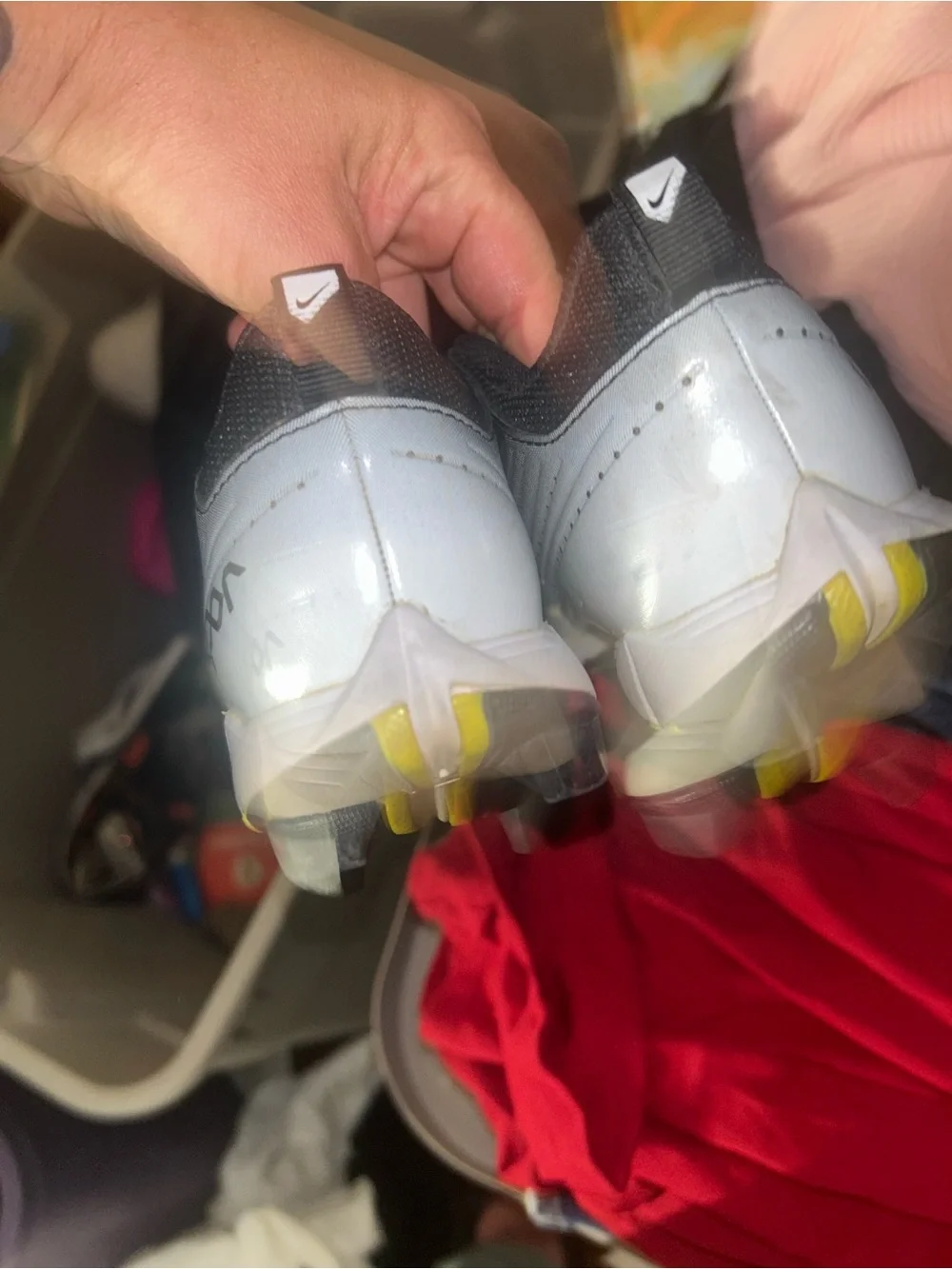 Nike Black and White Football Cleats with Silver Accents